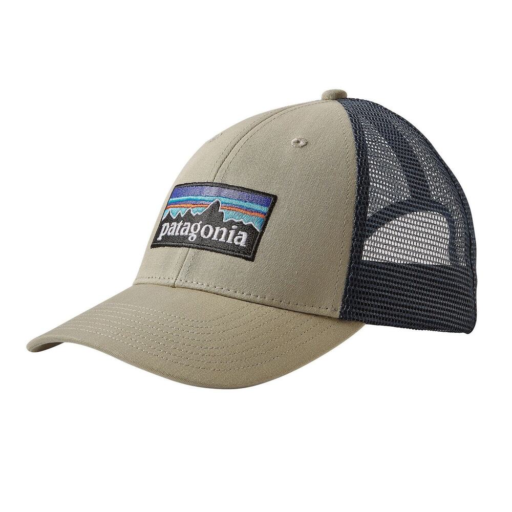 Patagonia P-6 Logo Trucker Mesh Hat Cap Embroidered Snapback Pelican Black OS